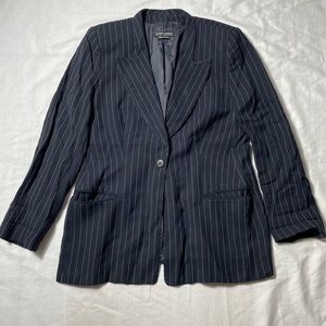 Giorgio Armani Black 1 button Pinstripes Blazer size 46 Us size 10 womens
